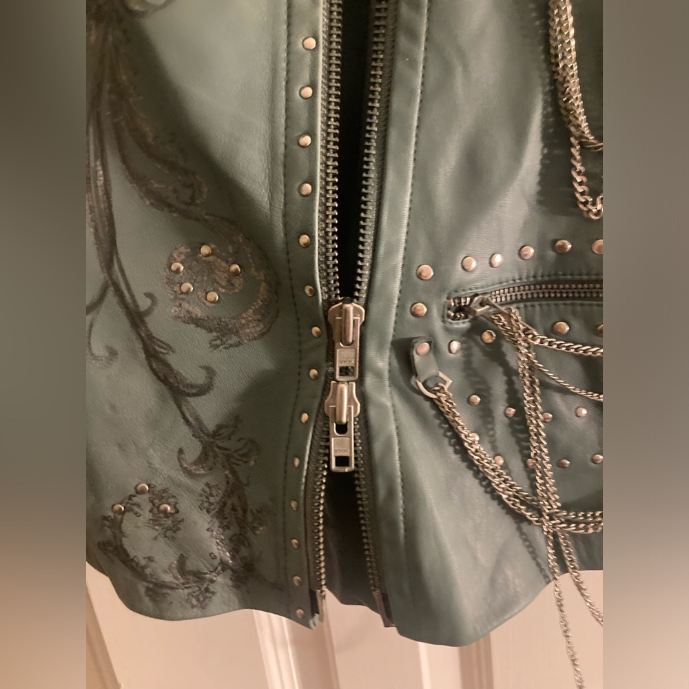 Free People x Branda Knight Chain Embellished Biker Jacket - Picture 8 of 16